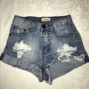 High waisted jean shorts